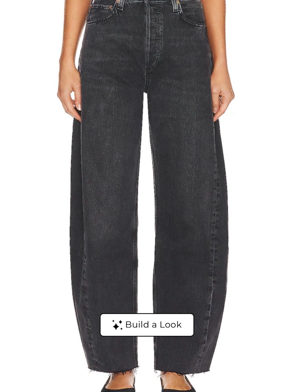 Agolde Washed Black Wide-Leg Jeans for Women —Luna Pieced